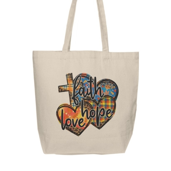 Faith Love Hope Custom Tote Bag - Picture 2 of 3